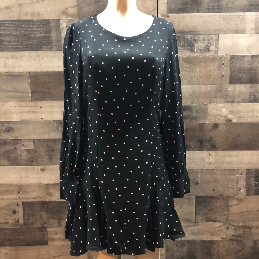 Bar III l Bar 3 Long Sleeve Polka Dot Black Dress